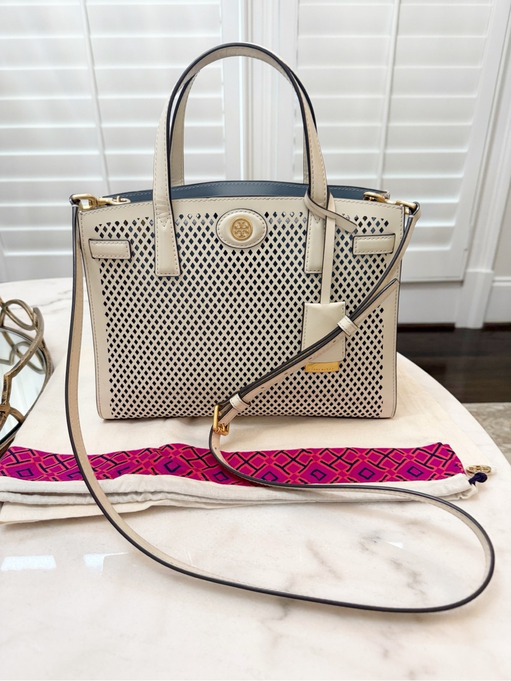 Tory Burch Perforated Robinson Satchel Handbag
